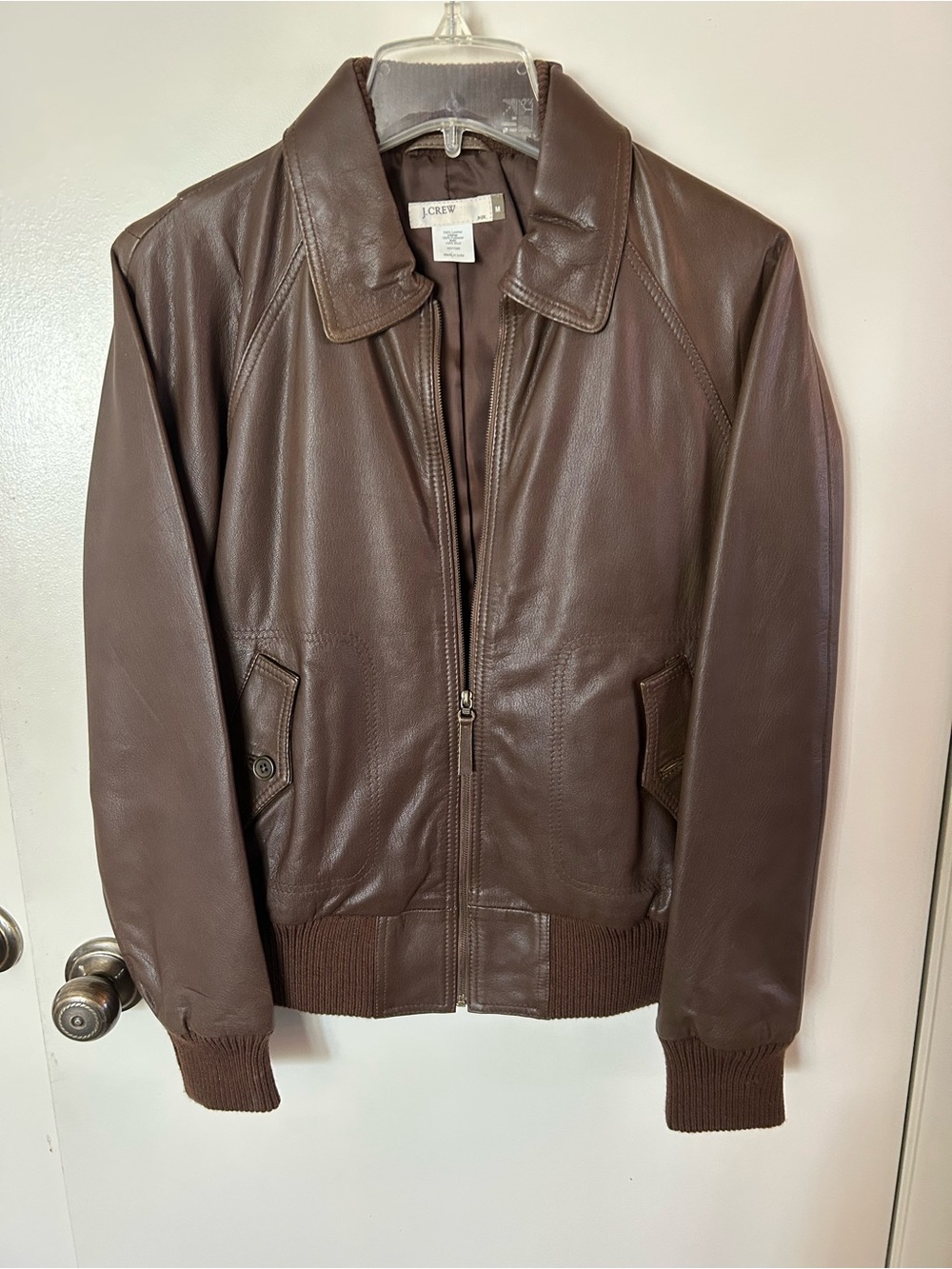 J. Crew Brown Leather Bomber Jacket
